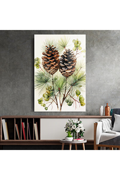 Arthub Glass Painting, Bedroom and Living Room, Winter, Brown Cones