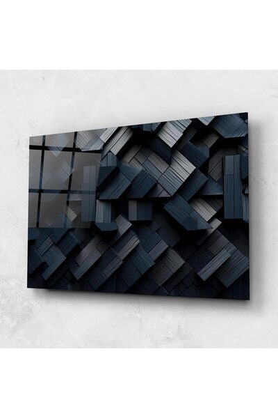 Arthub Tablou Sticla,Dormitor si Living, Iluzii Optice, Dark Blue Wall