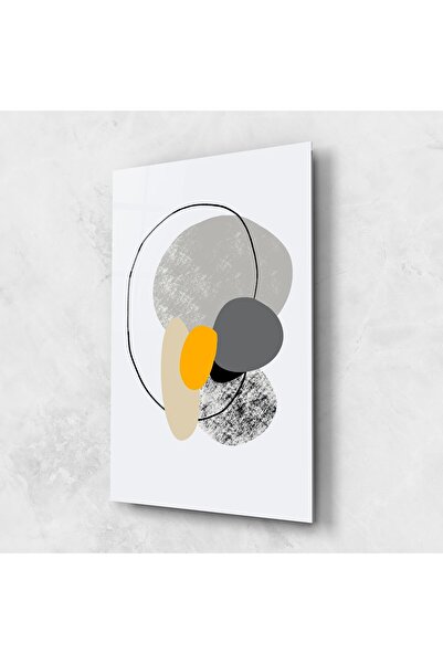 Arthub Tablou Sticla,Dormitor si Living, Minimaliste, Grey Orange Shape