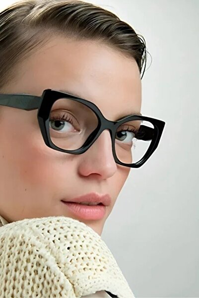 BirYıldızOl Blue Light Protection Cat Eye Oversized Thick Frame Glasses