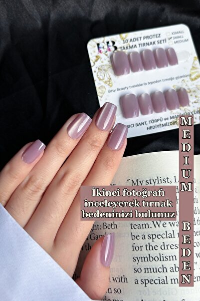 Easy Beauty Kedi Gözü MEDIUM Beden Kısa Küt 10 Adet Takma Tırnak Seti T133