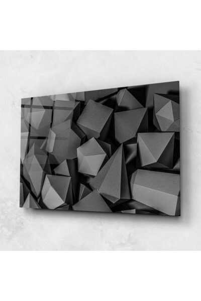 Arthub Tablou Sticla,Dormitor si Living, Geometrice, Black Geometric Shapes
