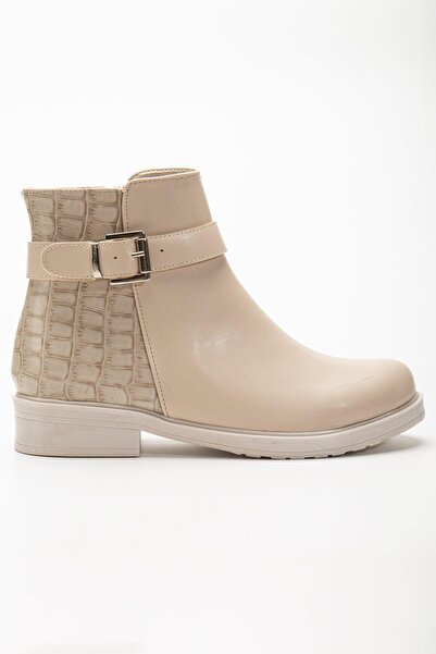 Aymood 165-204/1 Beige Crocodile Buckle Accessory Zippered Daily Women's Boots