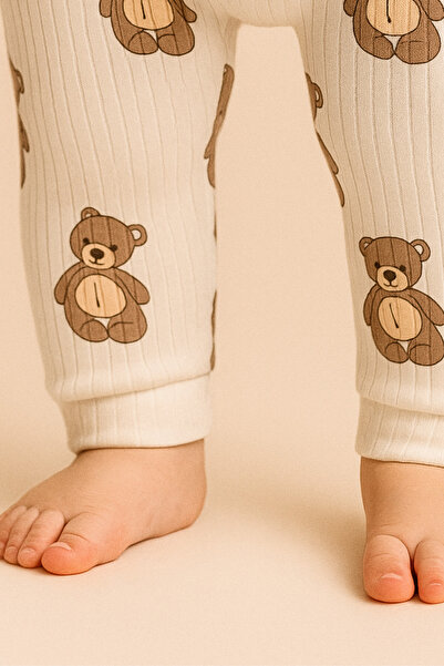 eradkids Organic Cotton Ultra Soft Teddy Bear Patterned Snap-On Baby Romper 0-3 Months