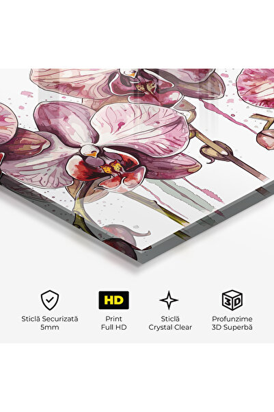 Arthub Glass Painting, Bedroom and Living Room, Orchid, Orchid Art