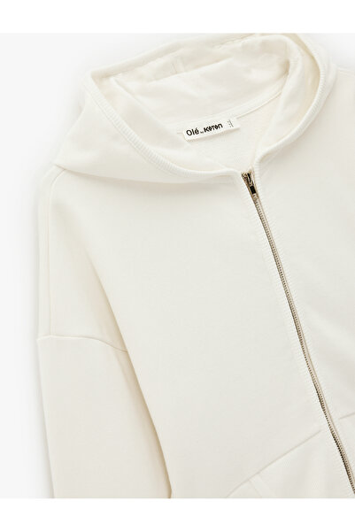 Koton Hooded Slim Fit Zippered Corset Detailed Crop Cardigan