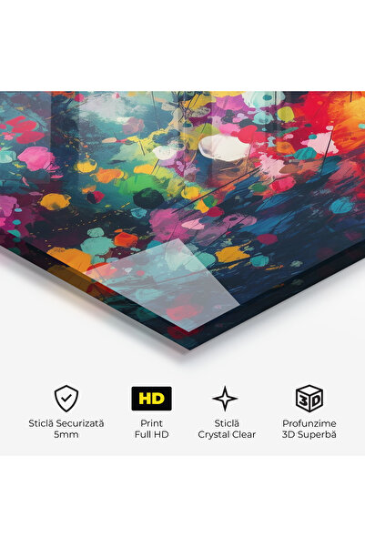 Arthub Tablou Sticla,Dormitor si Living, Arta Abstracta, Colors Blue Background