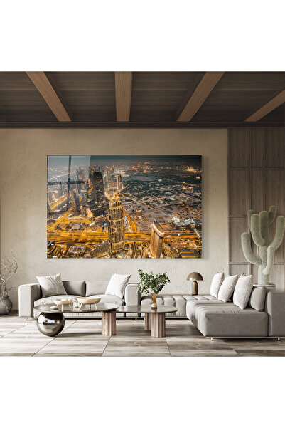 Arthub Glass Painting, Bedroom and Living Room, Urban, Dubai Lights