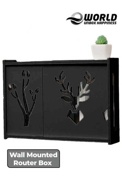 Eworld Wall-Mounted Router Rack with Patch Panel Shielding Box, Black