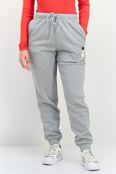 PIECES Women Regular Fit Graphic Print Jogger Pants, Heather Grey