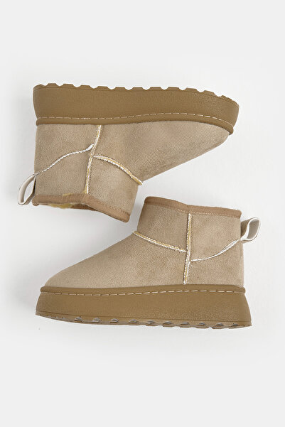 Tonny Black Children's Unisex Beige Thick Poly Sole Fur Inside Suede Look Casual Boots