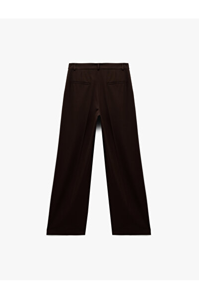 Koton Wide Leg Loose Fit Fabric Trousers with Pile Detail