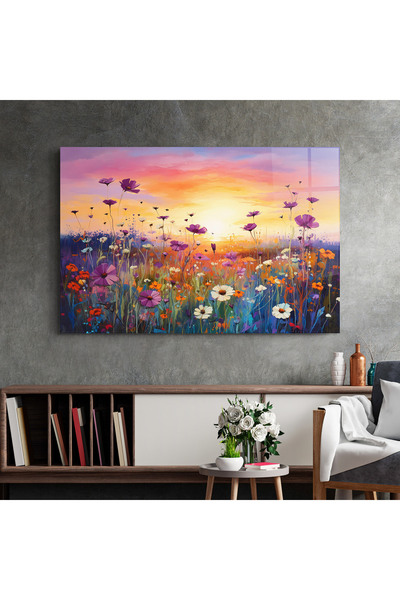 Arthub Glass Painting, Bedroom and Living Room, Painting Texture, Dreamy Field Flowers