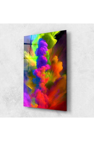 Arthub Tablou Sticla,Dormitor si Living, Culori Vibrante, Blurred Colorful Smoke