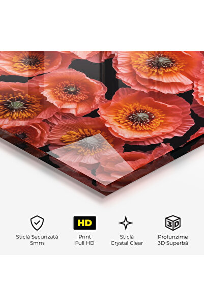 Arthub Glass Painting, Bedroom and Living Room, Poppies, Light Red Poppies