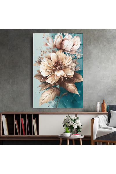 Arthub Glass Painting, Bedroom and Living Room, Painting Texture, Flower Green Watercolor