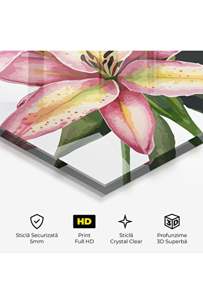 Arthub Glass Painting, Bedroom and Living Room, Lilies, Lily Pretty Pink