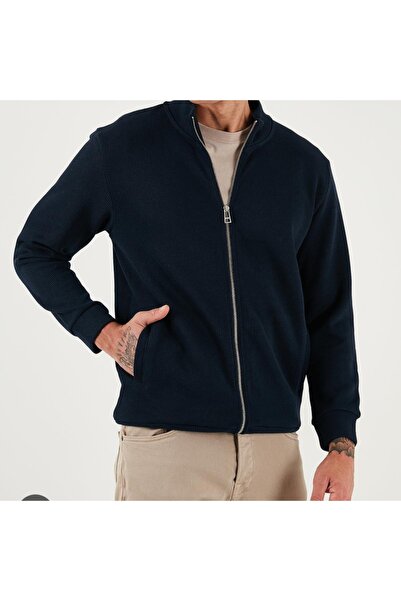 JSCO Men's Stand-Up Collar Gearded Regular Fit Top Quality Selanik Cardigan