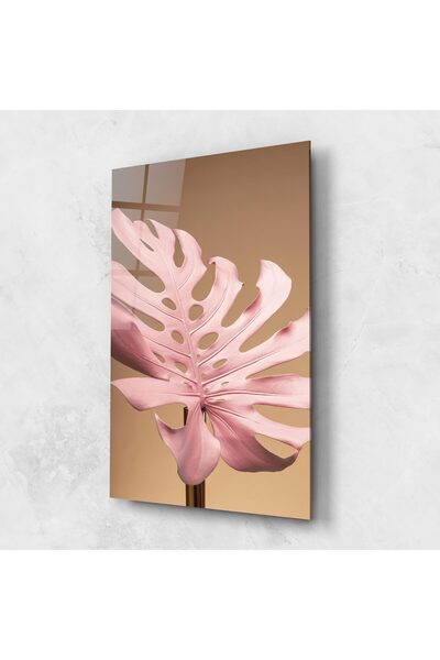 Arthub Tablou Sticla,Dormitor si Living, Flori Exotice, Exotic Pink Leaf