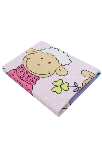 PRICHINDEL fitted sheet, cotton, Little Sheep, purple, 120x60 cm