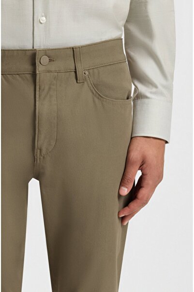 BOSS Men's Regular Waist Narrow Leg Straight Model Pocket Detail Light Brown Trousers 50543953-245