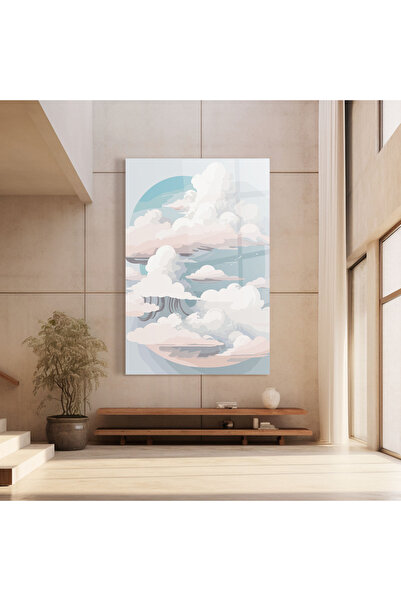 Arthub Glass Painting, Bedroom and Living Room, Clouds, Cloud White Art
