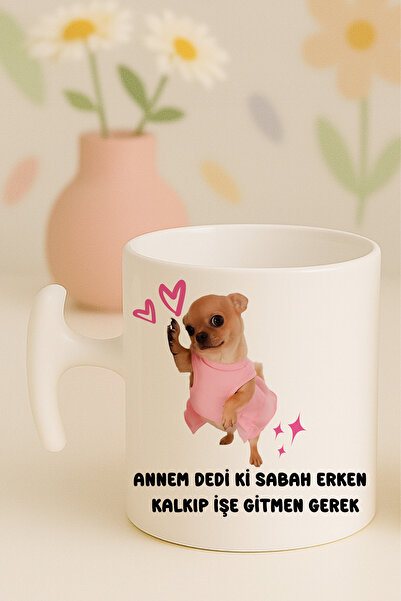 Witchy Co Annem Dedi ki Sabah İşe Gitmem Gerek, Yazılı Komik Köpek Kupa Barda...