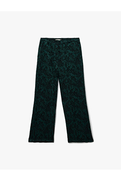 Koton X Melis Ağazat - Straight Fit Floral Patterned Trousers with Pockets
