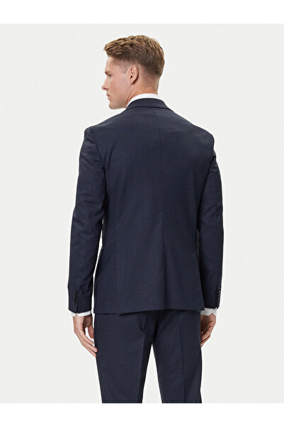 BOSS Men Notched Collar Long Sleeve Regular Waist Woven Fabric Pocket Details Navy Blue Suit 50551777-404