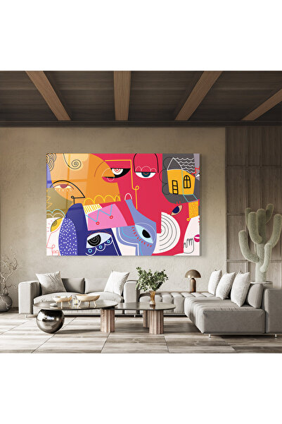 Arthub Glass Painting, Bedroom and Living Room, Collages, Line Eye Family