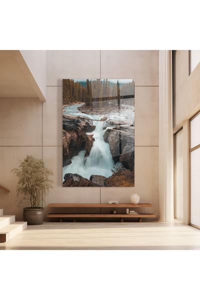 Arthub Glass Painting, Bedroom and Living Room, Waterfalls, Orange Trees Waterfall
