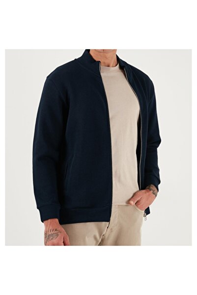 JSCO Men's Stand-Up Collar Gearded Regular Fit Top Quality Selanik Cardigan