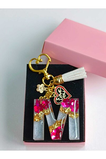 demirbasavm Handmade Letter m Epoxy Keychain