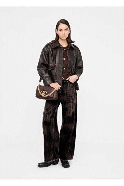 Liu Jo Women's High Waist Comfortable Fit Wide Leg Cotton Denim Brown Jeans Mf5358D0299-87477