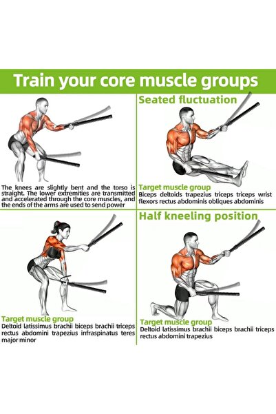 ZOCO BODY FIT Set of 2 Training Poles, Zoco Body Fit®, Ropeless Battle Rope, Black