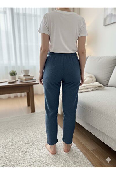 FAMES PİJAMA Women's Blue Plush Pajama Bottoms