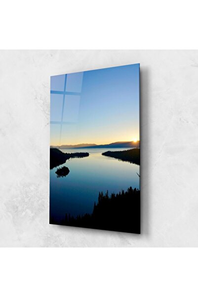 Arthub Glass Painting, Bedroom and Living Room, Lakes, Blue Sky Lake