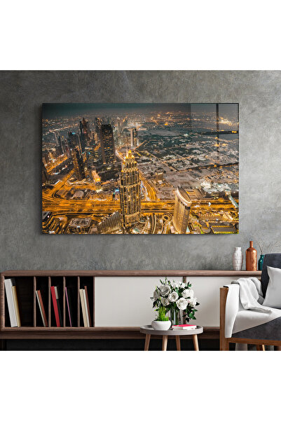 Arthub Glass Painting, Bedroom and Living Room, Urban, Dubai Lights