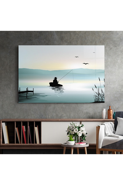 Arthub Glass Painting, Bedroom and Living Room, Lakes, Fishman Lake View