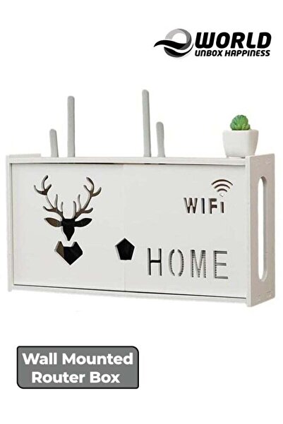 Eworld Stylish Wall-Mounted Router Rack for Wi-Fi Router, Set-Top Box, and Patch Panel Shielding, Wh