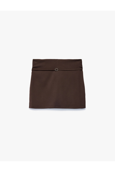 Koton Viscose Blend Mini Skirt with Belt Detail