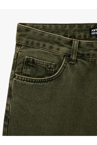 Koton Regular Waist Cotton Vintage Straight Fit Jean Trousers