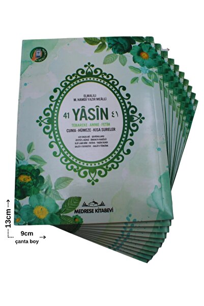 Medrese Kitab Evi Hediyelik Ekonomik 10 Adet Yasin-i Şerif Yeşil 80shf Çanta Boy