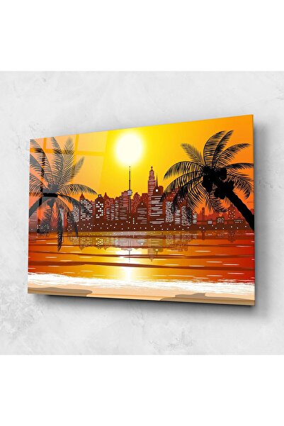 Arthub Glass Painting, Bedroom and Living Room, Sunset, City Sunrise View