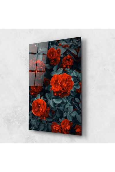 Arthub Tablou Sticla,Dormitor si Living, Trandafiri, Bright Red Rose