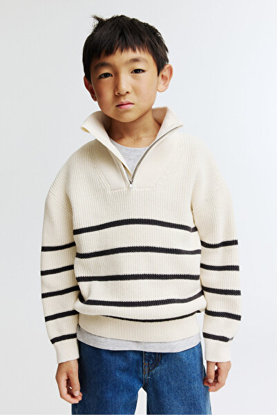 H&M Yarım Fermuarlı ve Pamuklu Kazak