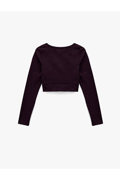 Koton Slim Fit Long Sleeve Crew Neck Crop Sports T-Shirt