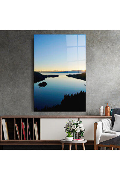 Arthub Glass Painting, Bedroom and Living Room, Lakes, Blue Sky Lake