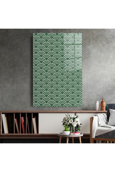 Arthub Tablou Sticla,Dormitor si Living, Geometrice, Green Semi Circle