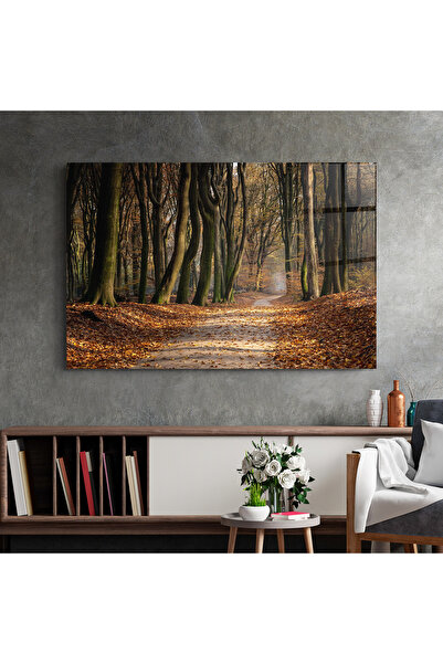 Arthub Glass Painting, Bedroom and Living Room, Forests, Autumn Path Forest